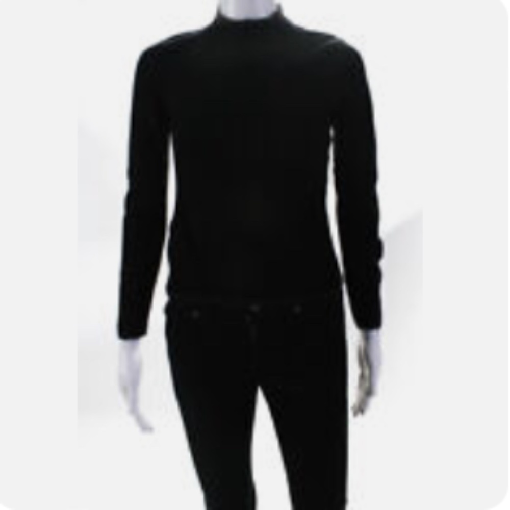 PIAZZA SEMPIONE Italian Black Wool Mock Turtleneck Sweater